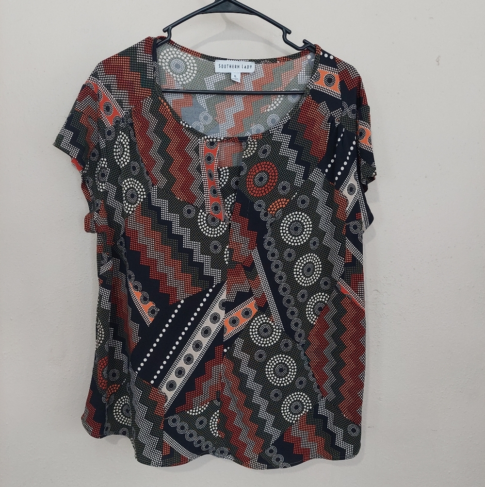 Southern Lady L Black Gray Orange T Shirt